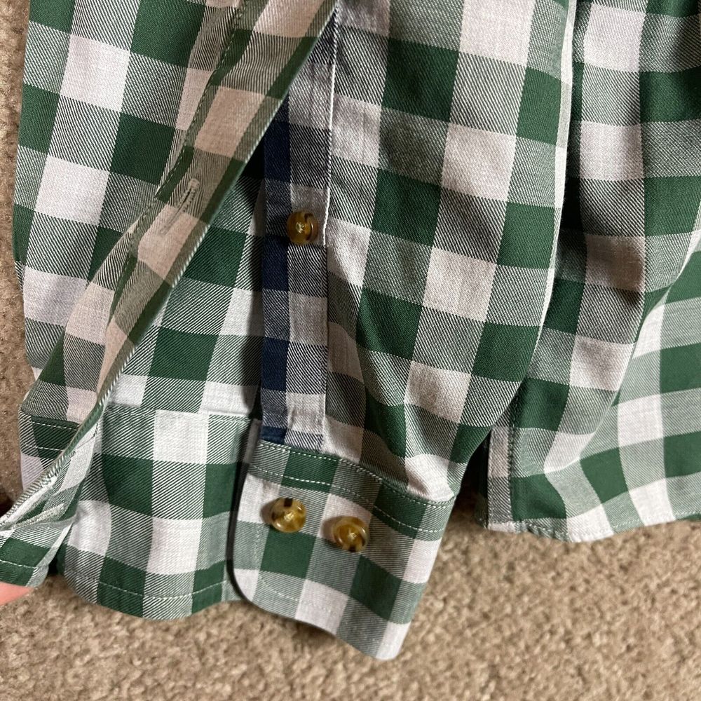 Brooks Brothers Button Down Shirt Mens Large L White/Green Check Non Iron Supima - Picture 8 of 8
